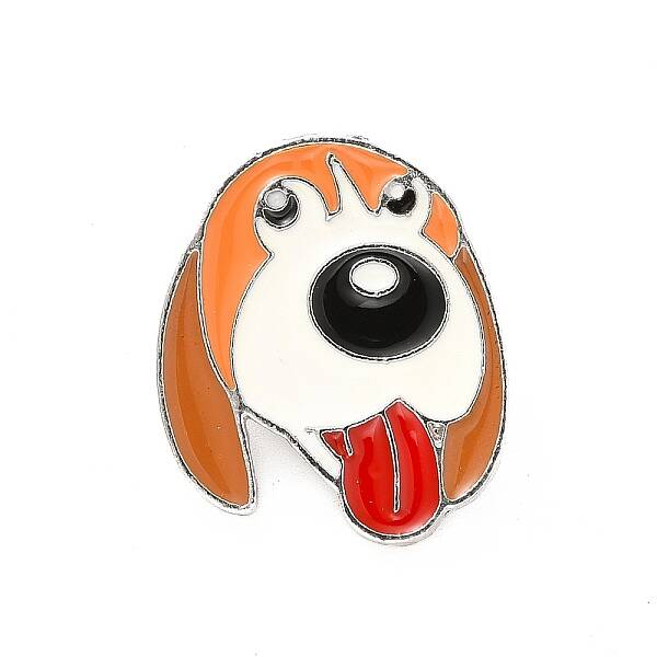 Dog Enamel Pin with Brass Butterfly Clutches