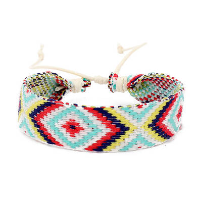 Cotton Braided Rhombus Cord Bracelet with Wax Ropes