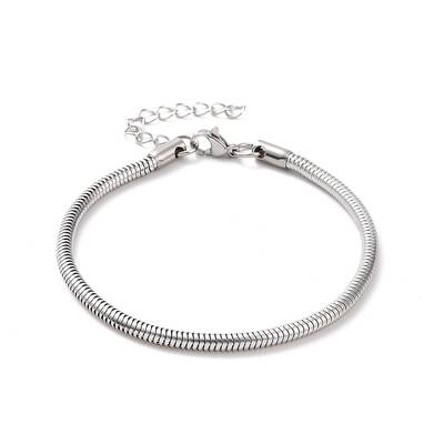 Non-Tarnish 304 Stainless Steel Round Snake Chains Bracelet for Men Women