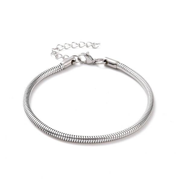Non-Tarnish 304 Stainless Steel Round Snake Chains Bracelet for Men Women