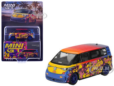 Volkswagen ID.Buzz Van KW/BBS Floral Graffiti Livery Limited Edition 1/64 Diecast Model Car by Mini GT