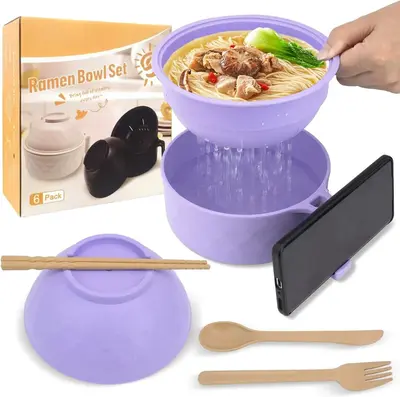 MIUVA Ramen Cooker with Microwave, Instant Cooking, Chopsticks & Spoon Included, Dishwasher-Safe, BPA-Free, 6 Pack Convenient...