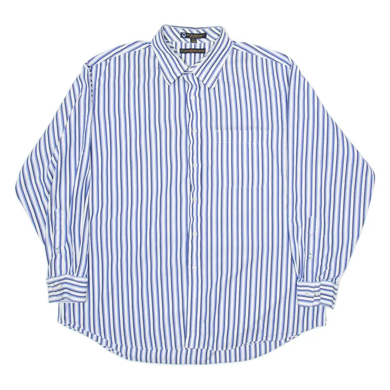 TOMMY HILFIGER Mens Shirt Blue Striped Long Sleeve 2XL