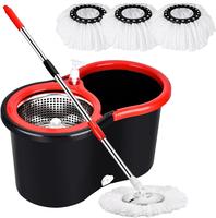 Spin Mop and Bucket Set, 360° Swivel Mop and  Multicolor Retractable Stainless Steel Pole, Floor Cleaning Absorbent Microfib...