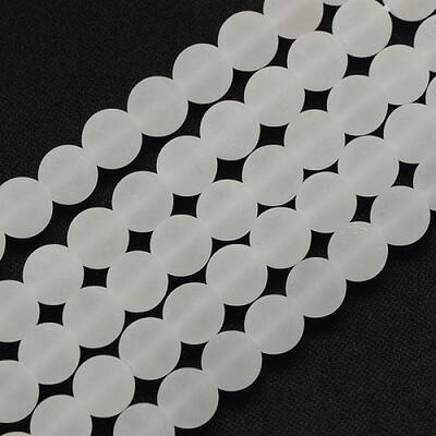 Frosted Natural Gemstone Quartz Crystal Round Beads Strands