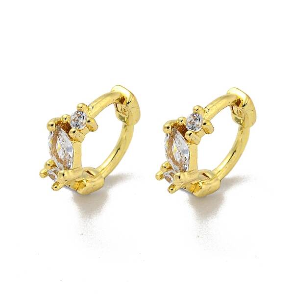 Brass Micro Pave Cubic Zirconia Hoop Earring