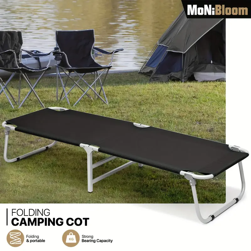 Camping Cot for Adults Easy Setup Folding Cot Bed with Storage Bag for Outdoor Camping, Lounging and Elevated Napping, Suppor...