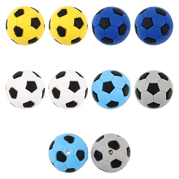 10Pcs 5 Colors Football Food Grade Eco-Friendly Silicone Focal Beads