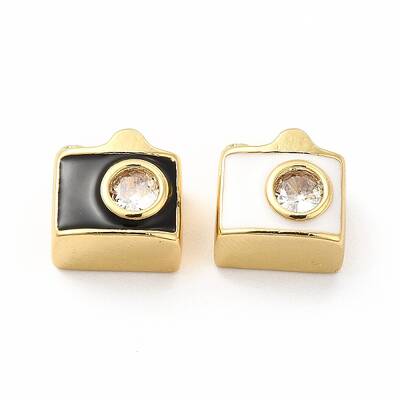 Brass Micro Pave Cubic Zirconia Beads