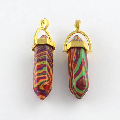Malachite Stone Pendants with Alloy Findings