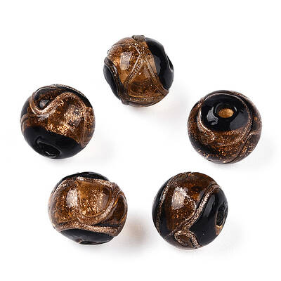Handmade Gold Sand Lampwork Beads