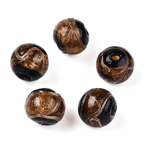 Handmade Gold Sand Lampwork Beads