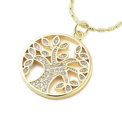 Brass Micro Pave Clear Cubic Zirconia Pendant Necklaces for Women