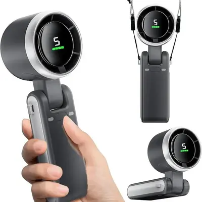 Portable Handheld Turbo Fan, 5 Gear Wind,4000mAh Battery Operated, Up to 10 Working Hours, 3 IN 1 Hand Fan Rechargeable with ...
