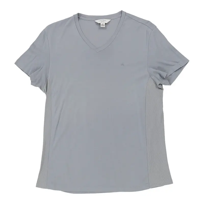 Calvin Klein V-neck T-Shirt - Small Grey Cotton