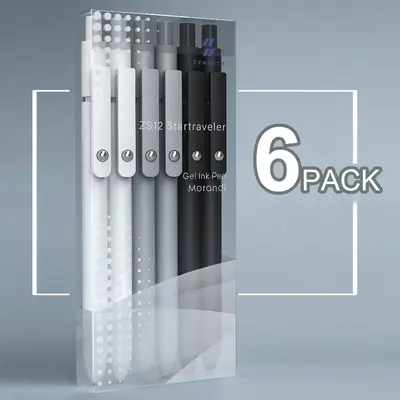 Retractable Gel Pen, Portable Simple 0.5mm Black Writing Gel Pen with Clip/10pcs Balck Refills, Office Supplies for School Ou...