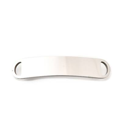 201 Stainless Steel Curved Rectangle Connector Charms