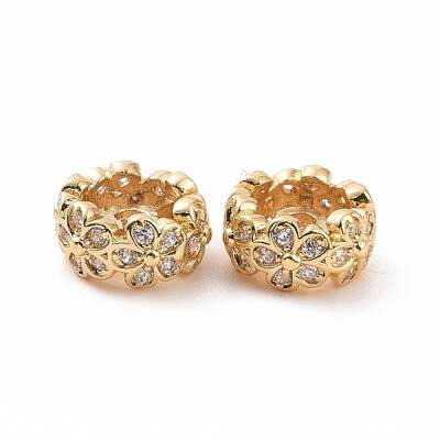 Brass Micro Pave Cubic Zirconia Spacer Beads