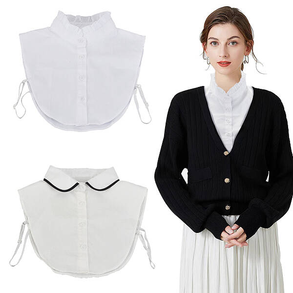 2Pcs 2 Style Detachable Nylon Shirt Collars