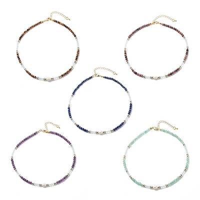 Natural Mixed Gemstone & Pearl & Opalite Beaded Necklace for Women