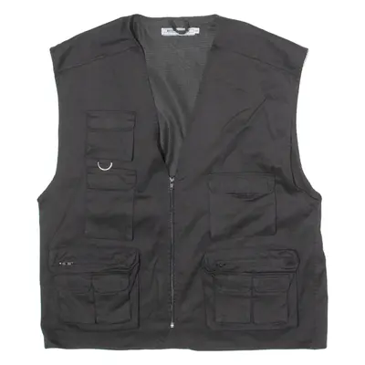 BEST FASHION Utility Mens Gilet Black Twill 90s 2XL