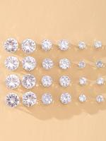 Sparkly Luxury Artificial Diamond 2024 Summer Rhinestone Round Shaped Pretty Studs Earrings, Shining Earrings, Mixed Size Ear...