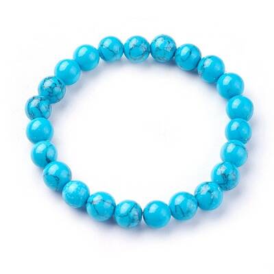 Synthetic Turquoise Beads Stretch Bracelets