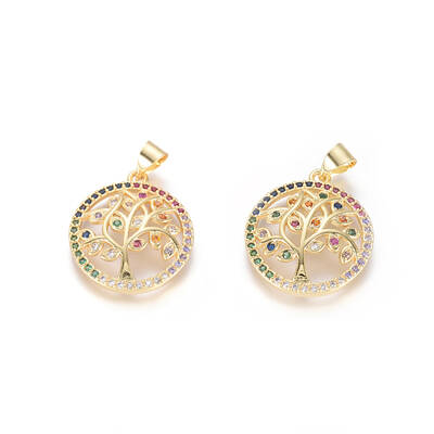 Brass Micro Pave Cubic Zirconia Pendants