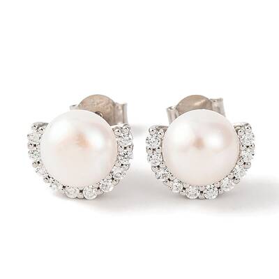 925 Sterling Silver Half Round Stud Earrings