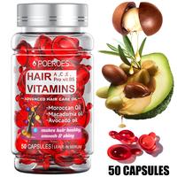 POEROES  50 Capsules Hair Oil With Argan Avocado & Moroccan  Oil - Hair Vitamins A C E Pro B5 - Hair Serum for Frizzy and Dam...