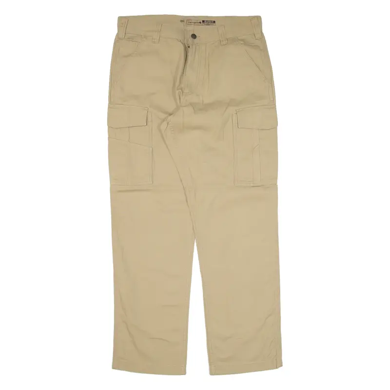 CARHARTT IRR Cargo Workwear Mens Trousers Beige Relaxed Straight W33 L32