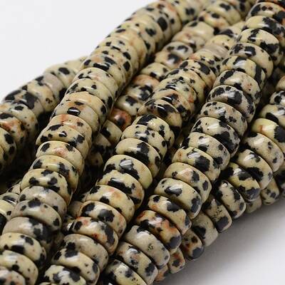 Flat Round/Disc Natural Dalmatian Jasper Beads Strands
