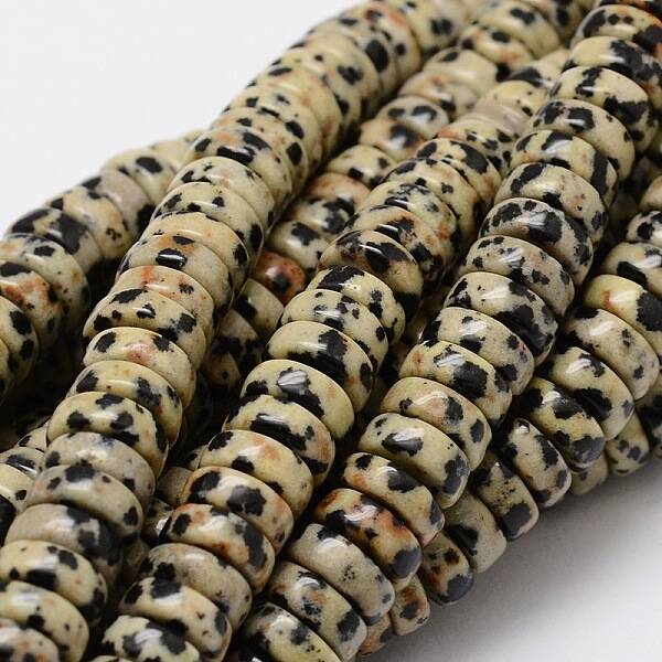 Flat Round/Disc Natural Dalmatian Jasper Beads Strands