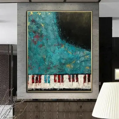 Oversized Wall Art Piano Abstract Painting Contemporary Art Acrylic Painting Modern Blue Wall Art Texture Painting | MIRACLE ...
