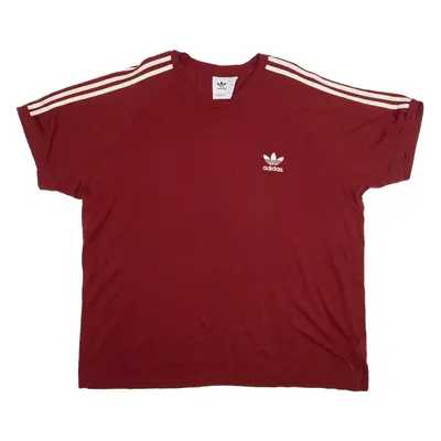 ADIDAS Womens T-Shirt Maroon 2XL
