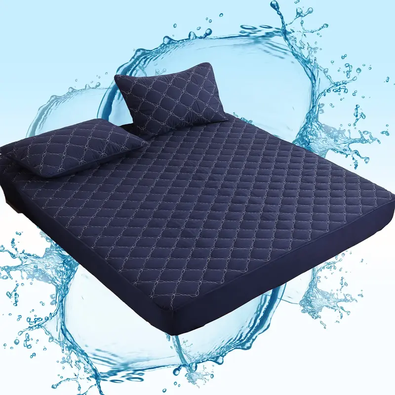 Cosybay Waterproof Mattress Protector Queen Size with 2 Pillowcases, Fitted Sheet Twin Size Soft Comfortable Solid Color Bedd...