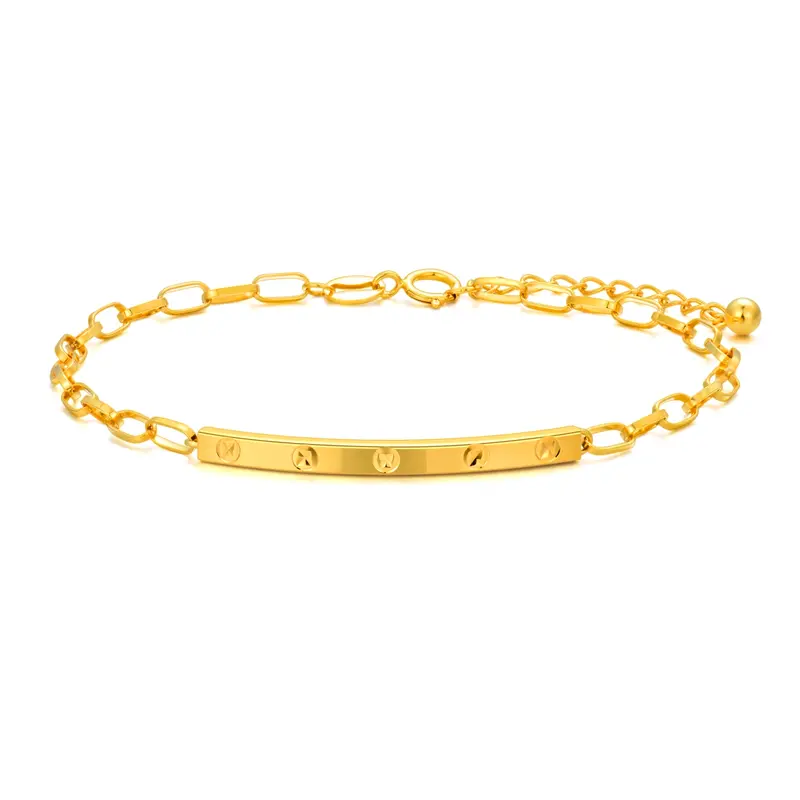18K Gold Bar Charm Bracelet