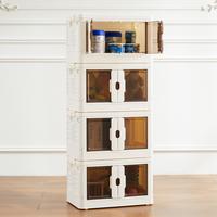Sweet Furniture F Plastic Storage Bins with Lids - Stackable Foldable Storage Boxes with Doors & Wheels, Portable and Lockabl...