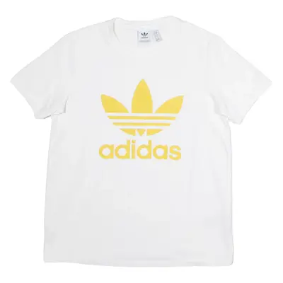 ADIDAS ORIGINALS Womens T-Shirt White Crew Neck UK 14