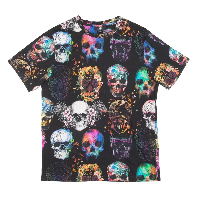 SMOG Skulls And Butterflys Mens T-Shirt Black XS
