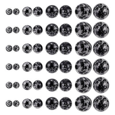 179pcs 4 Sizes Synthetic Snowflake Obsidian Beads