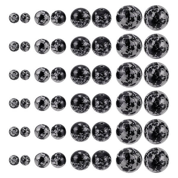 179pcs 4 Sizes Synthetic Snowflake Obsidian Beads