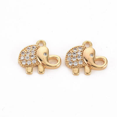 Brass Micro Pave Clear Cubic Zirconia Charms