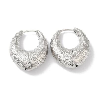 Ring with Texture Brass Hoop Earrings for Women