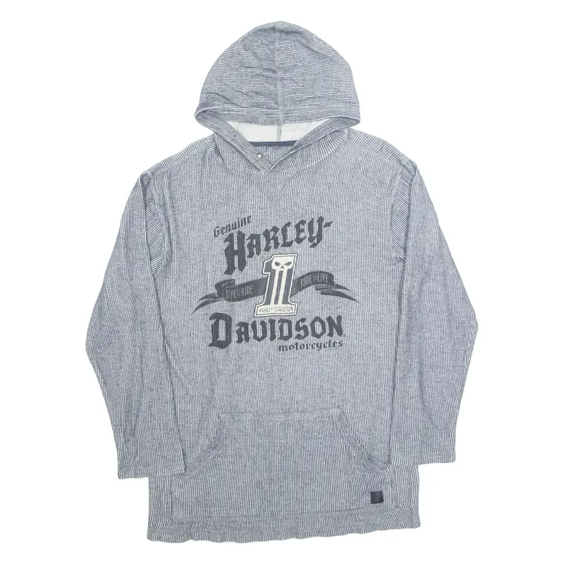 HARLEY DAVIDSON Mens Blue Hoodie L