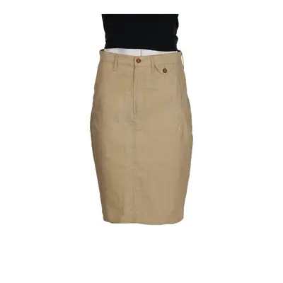 Benetton Midi Skirt - 28W UK 8 Beige Cotton