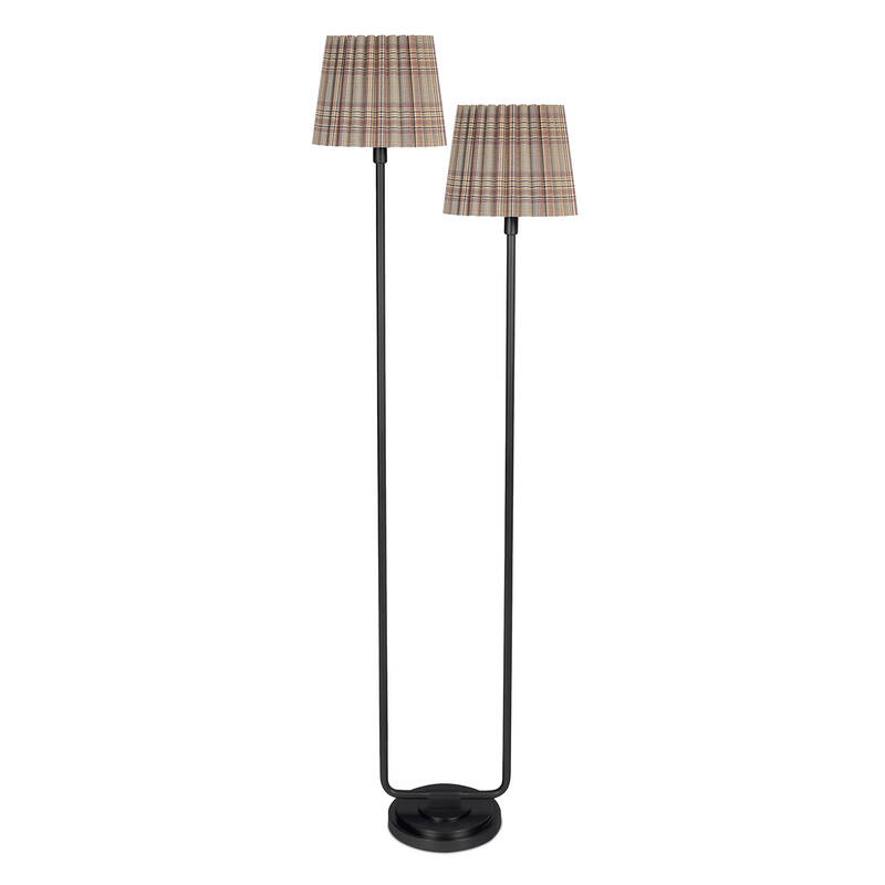 Polly Floor Lamp (Blackened Brass with Heritage Plaid Wave Pleat Shade)