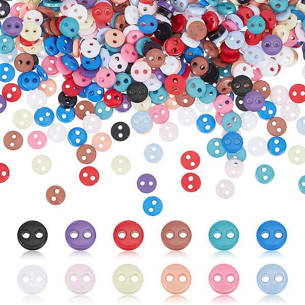 600Pcs 12 Colors Nylon Tiny Button