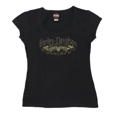 Tomahawk, WI Harley Davidson Graphic T-Shirt - Large Black Cotton