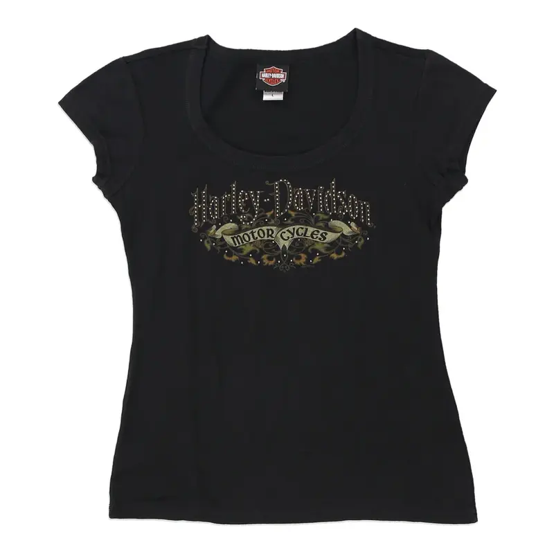 Tomahawk, WI Harley Davidson Graphic T-Shirt - Large Black Cotton